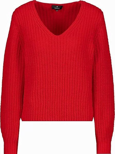 Monari V-Ausschnitt-Pullover Chenille-Pullover deep red günstig online kaufen