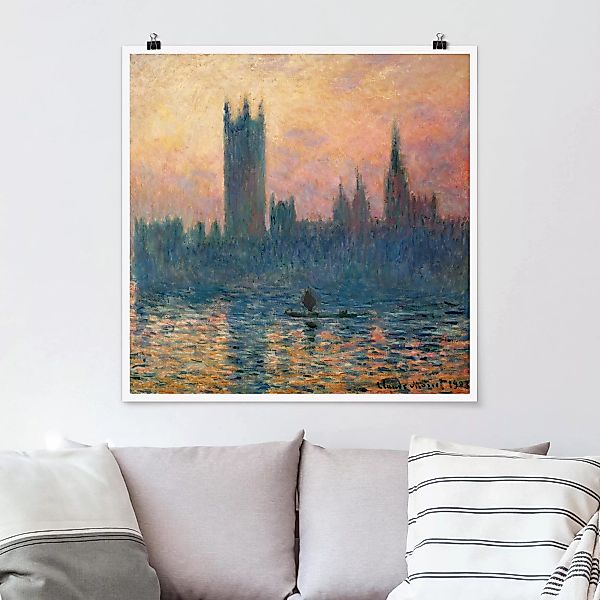 Poster - Quadrat Claude Monet - London Sonnenuntergang günstig online kaufen