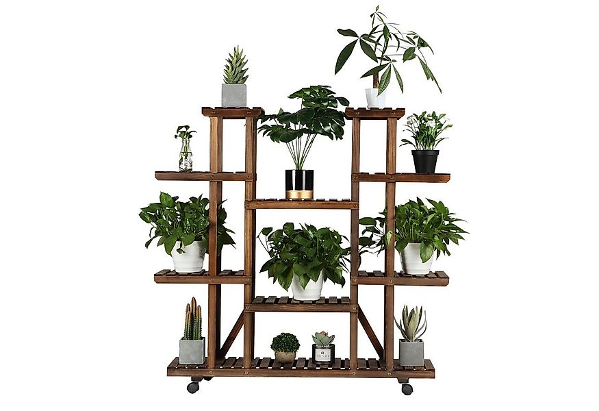 Yaheetech Blumenständer, Blumenregal aus Holz mit Rädern günstig online kaufen