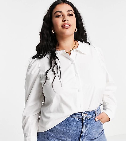 Yours – Exklusives Hemd in Weiß mit Oversize-Kragen günstig online kaufen