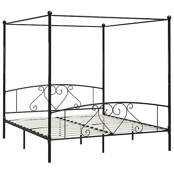 furnicato Bettgestell Himmelbett-Gestell Schwarz Metall 180 günstig online kaufen