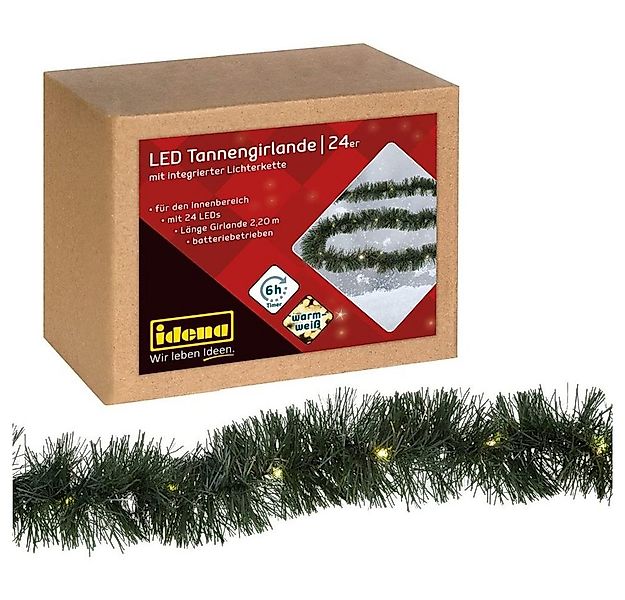 Idena LED-Girlande 24er LED Tannengirlande, 2,2 m, mit Lichterkette, warmwe günstig online kaufen