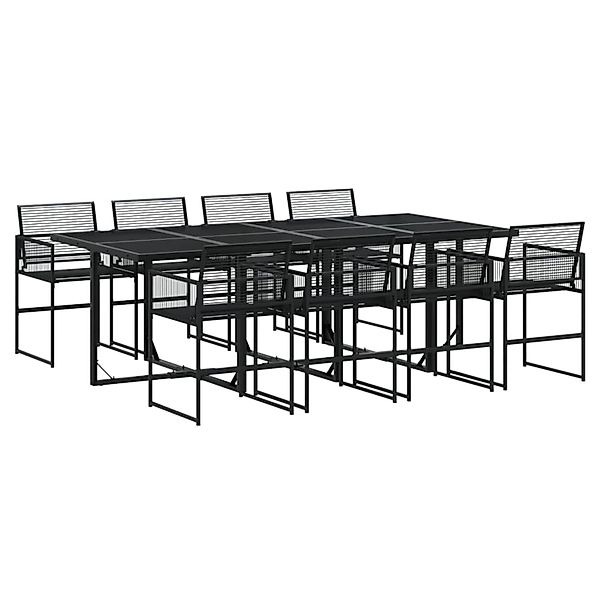 vidaXL 9-tlg Garten-Essgruppe Schwarz Poly Rattan Modell 6 günstig online kaufen