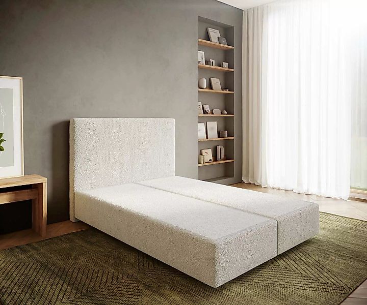 Boxspringgestell Dream-Well 140x200 cm Bouclé Creme-Weiß günstig online kaufen