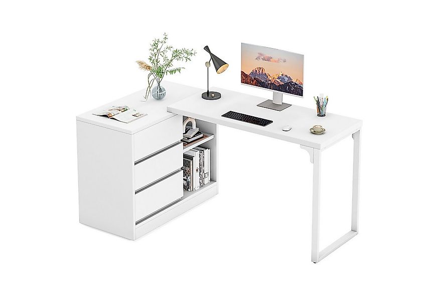 Tribesigns Computertisch L-förmiger Schreibtisch mit Schubladen, wendbarer günstig online kaufen