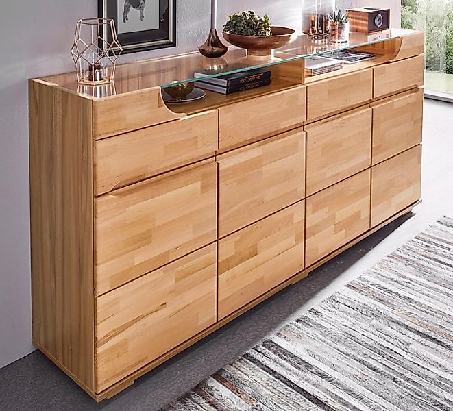 Home affaire Sideboard »Vetro,200cm breit,40 cm tief,4 Schubladen Oberplatt günstig online kaufen