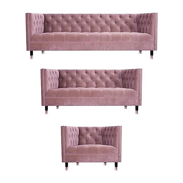 JVmoebel Chesterfield-Sofa Wohnzimmer Sofagarnitur Rosa Design Möbel Cheste günstig online kaufen