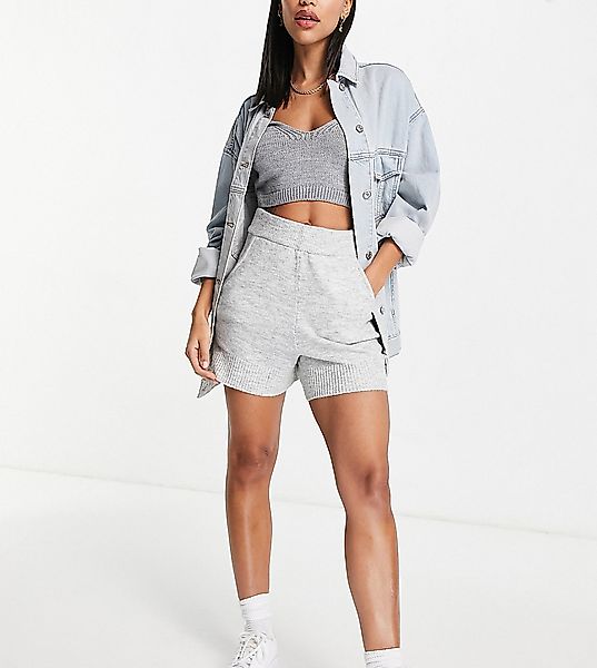 M Lounge – Locker geschnittene Strick-Shorts, Kombiteil-Grau günstig online kaufen