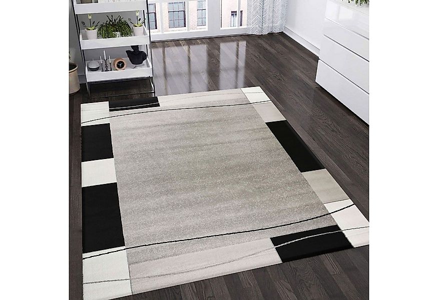 Vimoda Teppich Wohnzimmer geometrische Kurzflorteppich Braun & Grau, Rechte günstig online kaufen