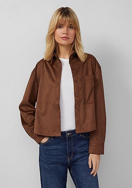 s.Oliver Langarmbluse Bluse Verkürzte Hemdbluse in Velours-Optik günstig online kaufen