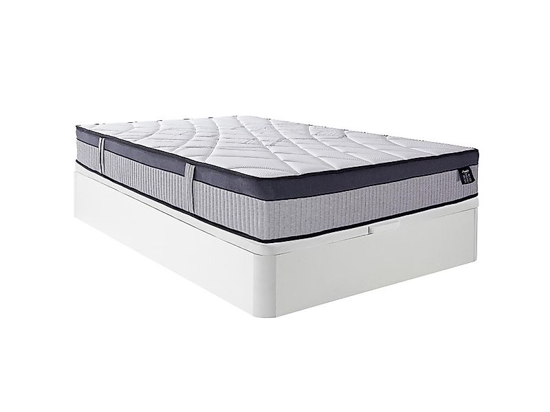 Set aus Bettgestell mit Bettkasten + Matratze - 140 x 190 cm - Hybridmatrat günstig online kaufen