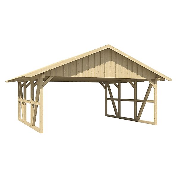 Skan Holz Carport Schwarzwald mit Dachschalung 684 x 600 cm Natur günstig online kaufen