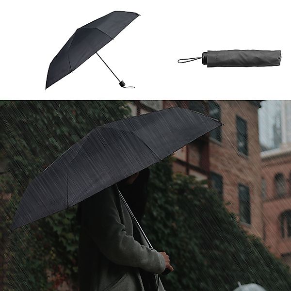 CEPEWA Taschenregenschirm Taschenschirm 97x57cm schwarz Kunststoff günstig online kaufen