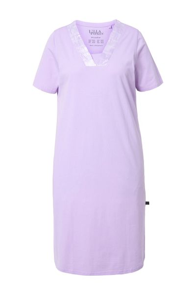 Ulla Popken Nachthemd Nachthemd Satin-Zierblende V-Ausschnitt günstig online kaufen
