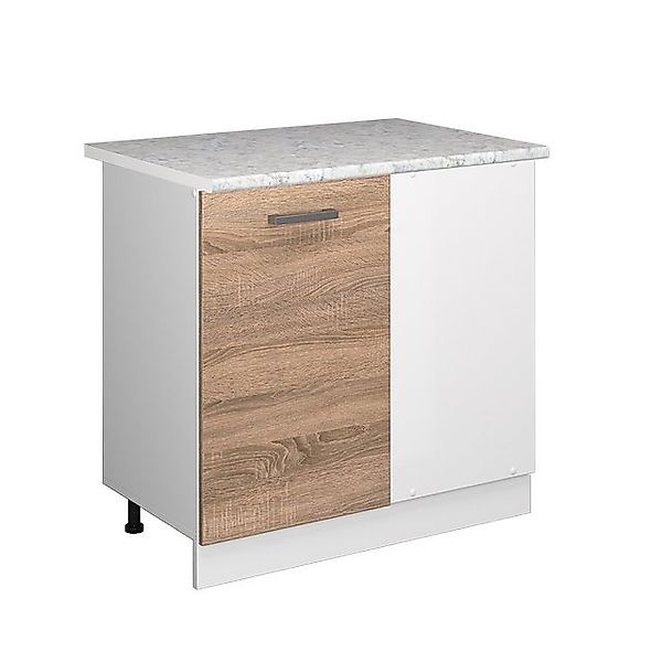 Vicco Eckunterschrank R-Line Küchen Eckschrank Sonoma/Weiß 86 cm AP Marmor günstig online kaufen