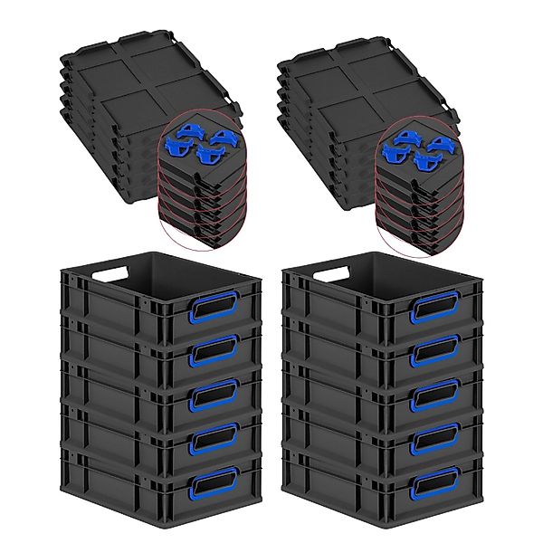PROREGAL SparSet 10x Eurobox Nextgen Color Mit Auflagedeckel HxBxT 12x30x40 günstig online kaufen