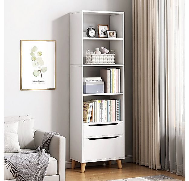 habeig Bücherregal Bücherschrank Regal Schubladen auf Holzfüßen 180cm hoch günstig online kaufen