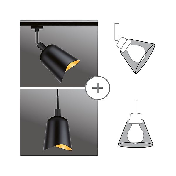 Paulmann "URail Schirm DecoSystems Alvaro 144mm Schwarz matt/Gold matt" günstig online kaufen