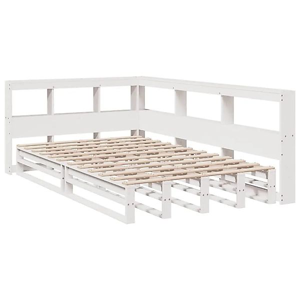 vidaXL Massivholzbett mit Regal ohne Matratze Weiß 120x200 cm Kiefer 332450 günstig online kaufen