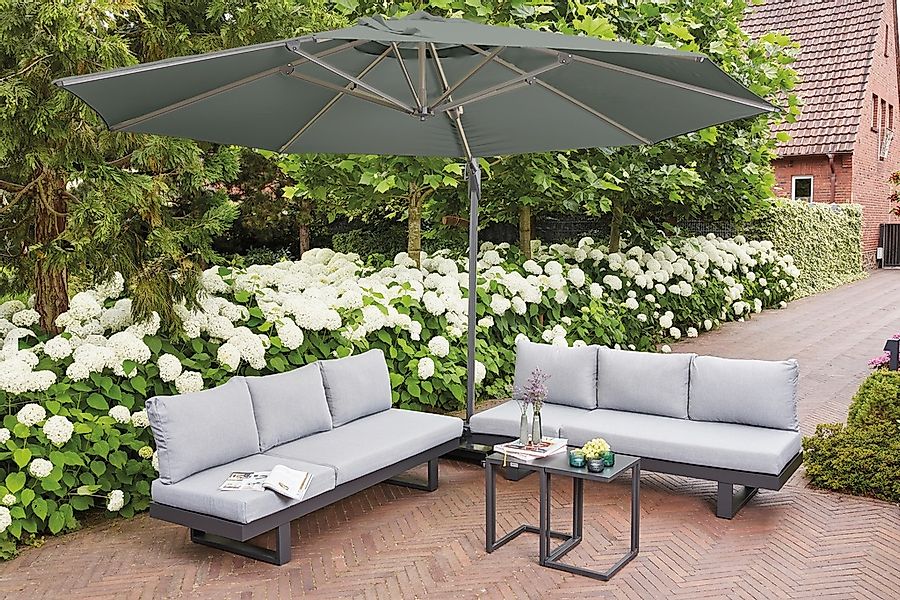 Siena Garden Ampelschirm Ø 350 cm Grün mit Dreh- & Neigungsfunktion günstig online kaufen