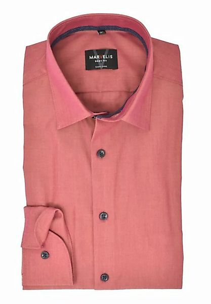 MARVELIS Businesshemd Businesshemd - Body Fit - Langarm - Einfarbig - Rot günstig online kaufen