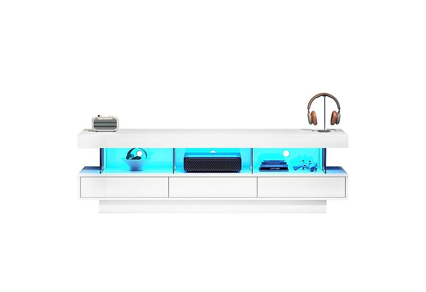 Merax TV-Schrank mit Schubladen und offenen Fächern Lowboard hochglänzend, günstig online kaufen