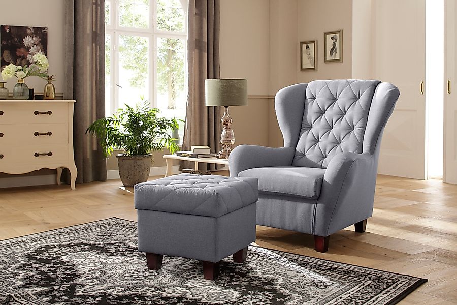 Home affaire Ohrensessel Alexandra, incl. Hocker, günstig online kaufen