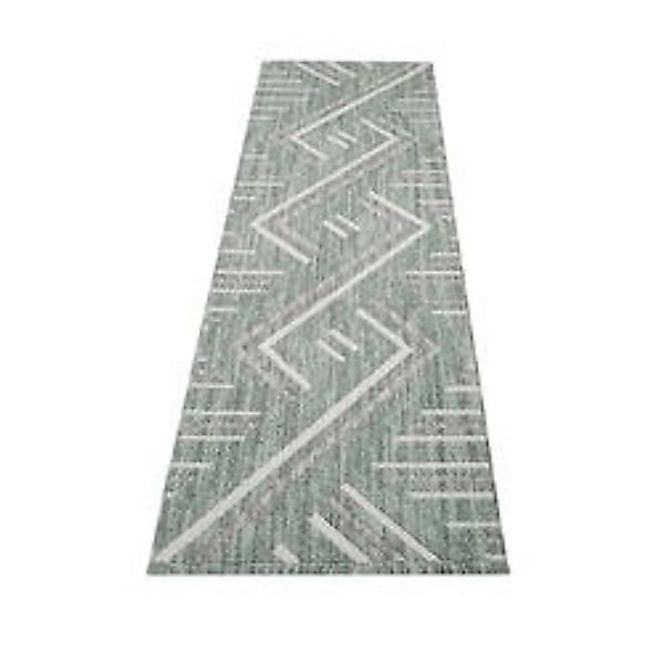 payé Teppich Linda 7590 Kurzflor 80x300 cm Grün Geo-Muster günstig online kaufen