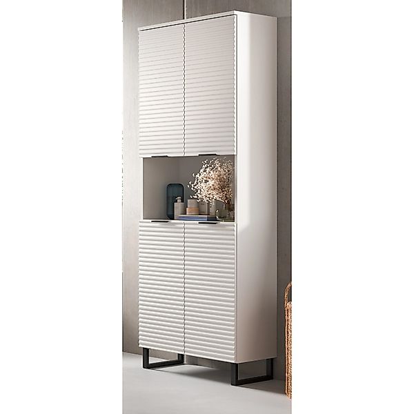 Inn.Furn Hochschrank Weiß 70 cm 4-türig mit Soft-Close Roove günstig online kaufen