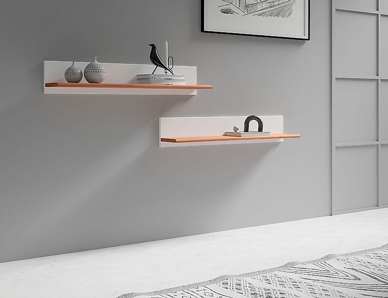 OTTO home Wandregal Ribe,2er Set,teilmassiv mit massiver Ablagefläche, Brei günstig online kaufen