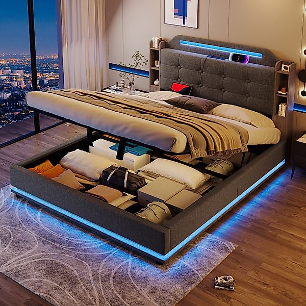 Ulife Polsterbett Hydraulisches Stauraumbett, Jugendbett mit günstig online kaufen