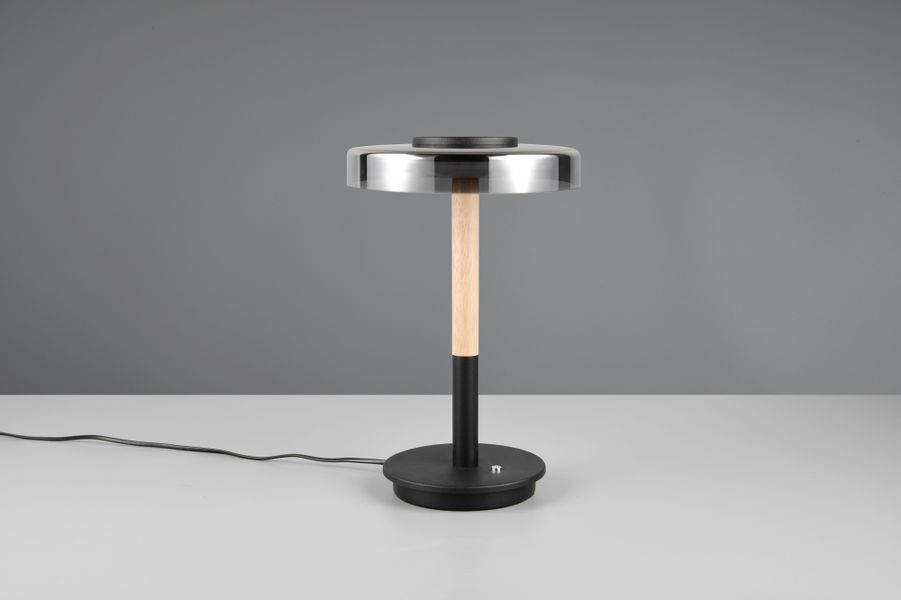 LED-Tischlampe Celeste chrom/holz 35 cm Glas/Metall Touchdim günstig online kaufen