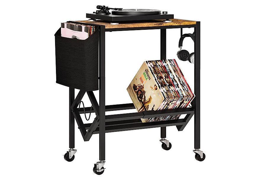 Yorbay Beistelltisch Schallplatten Regal, 4 Lenkrollen & CD-Regal, Plattens günstig online kaufen