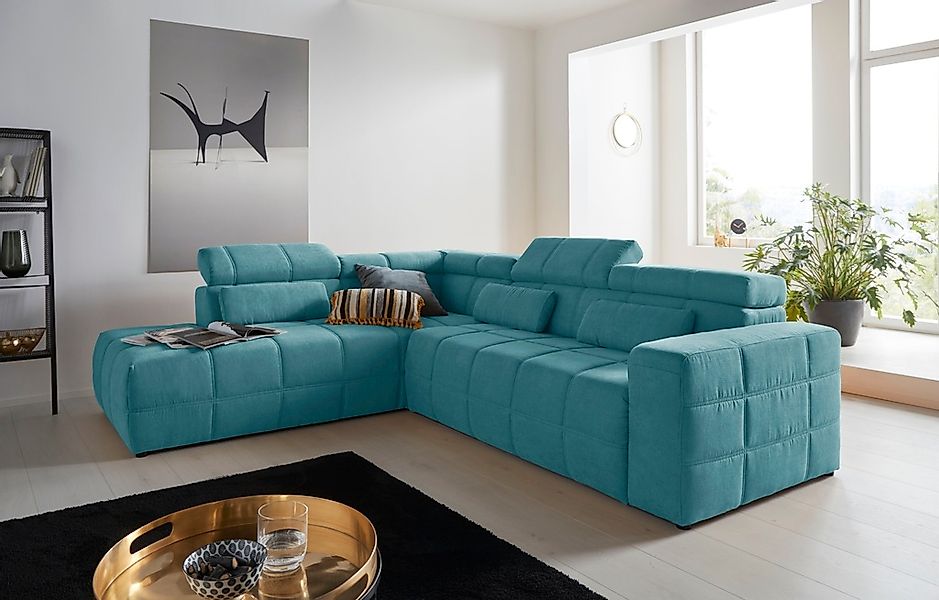 DOMO collection Ecksofa "Brandon L-Form, auch in Leder", inklusive Kopfteil günstig online kaufen