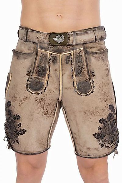 Maddox Trachtenlederhose Lederhose Herren kurz - HARTSEE - beige/schwarz günstig online kaufen