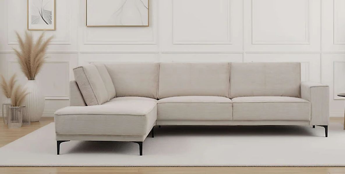 PLACES OF STYLE Ecksofa »Polsterecke Oland, Struktur, Flachgewebe, Luxus-Mi günstig online kaufen