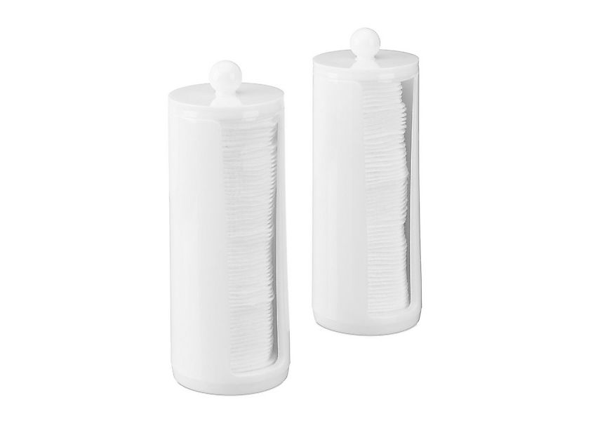 relaxdays Wattepadspender Wattepads Aufbewahrung 2er Set, weiß günstig online kaufen