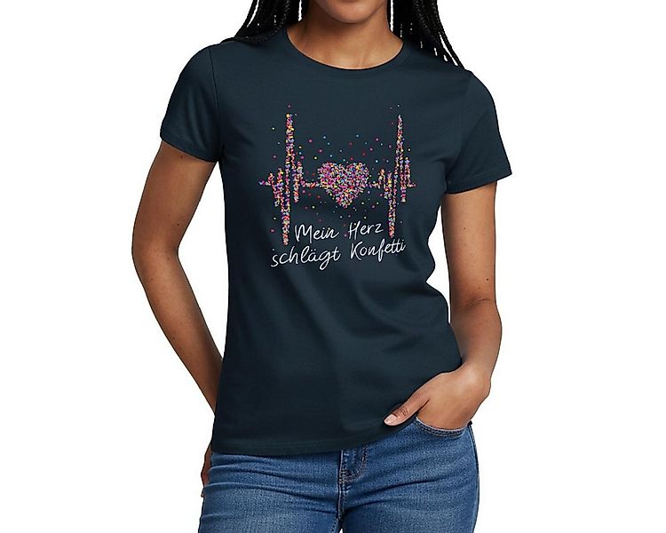 Spreadshirt T-Shirt Herzschlag Karneval Mein Herz Schlägt Konfetti Spruch F günstig online kaufen