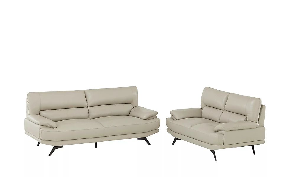 uno Sitzgruppe Leder  Lisa - beige - 92 cm - 92,5 cm - Polstermöbel > Sofas günstig online kaufen