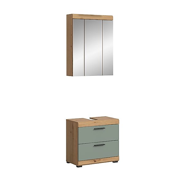 Badkombination 2-teilig Schubladen 60 x 191 x 34 cm Front Salbei FSC® günstig online kaufen
