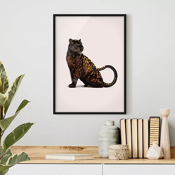 Bild mit Rahmen Tiere - Hochformat Goldener Panther günstig online kaufen