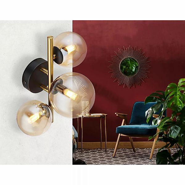 Globo LED-Wandleuchte Riha 3-flammig Schwarz matt 280 x 210 x 190 mm günstig online kaufen