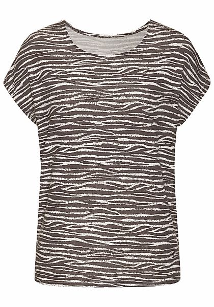 LASCANA Kurzarmshirt "mit modischem Zebra-Muster", aus weichem Viskose-Stri günstig online kaufen
