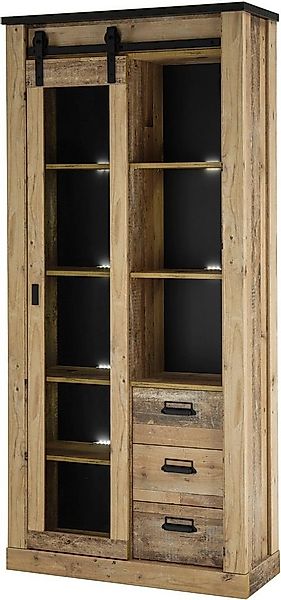 Home affaire Vitrine Sherwood, Hochschrank im Industrial-Style, moderne Gla günstig online kaufen