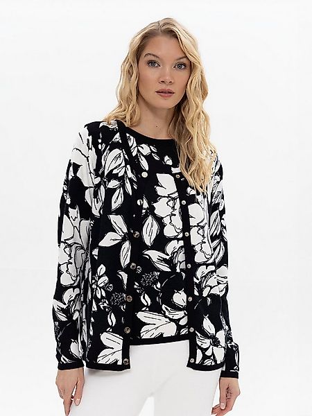 Passioni 2-in-1-Strickjacke mit grafischen Blumenmuster günstig online kaufen