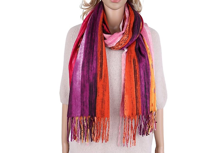 MIRROSI Modeschal weicher und warmer Schal Regenbogen Bunt mit Fransen, 70x günstig online kaufen