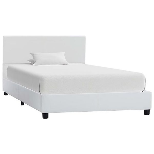 vidaXL Bett Bettgestell Weiß Kunstleder 90x200 cm günstig online kaufen