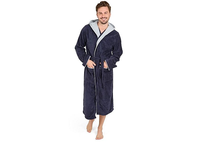 Blumtal Bademantel Herren, Baumwolle, mit gefütterter Kapuze, mit samtigen günstig online kaufen