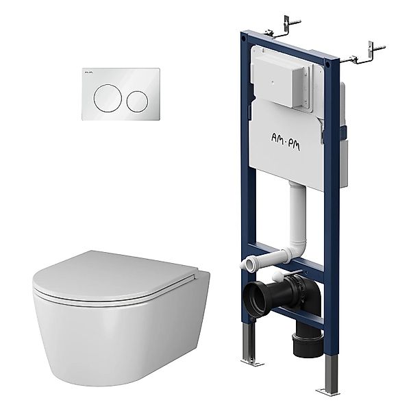 AM.PM WC Set: Wand-WC + Vorwandelement + Drückerplatte Toilette mit Spülkas günstig online kaufen