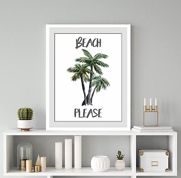 queence Bild "BEACH PLEASE", Palmen-Humor-Schriftzug-Sprüche & Texte, HD Pr günstig online kaufen